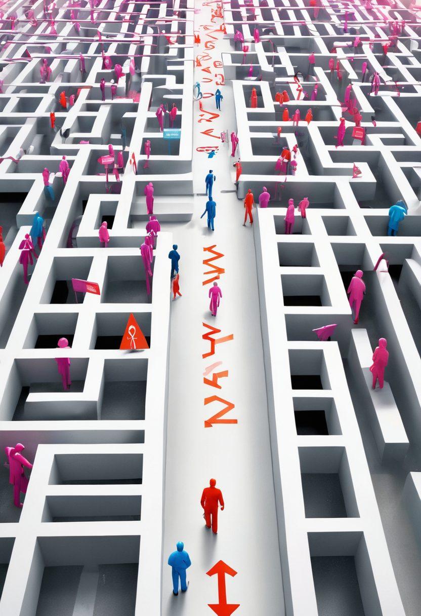 A symbolic battlefield scene where patients navigate through a maze of parking spaces, each space representing different cancer treatments and awareness. Use vivid colors to highlight the contrast between hope and struggle, with illustrations of supportive figures and information signs guiding the way. Include elements like a map overlay in the background with arrows pointing towards healing symbols. super-realistic. vibrant colors. white background.